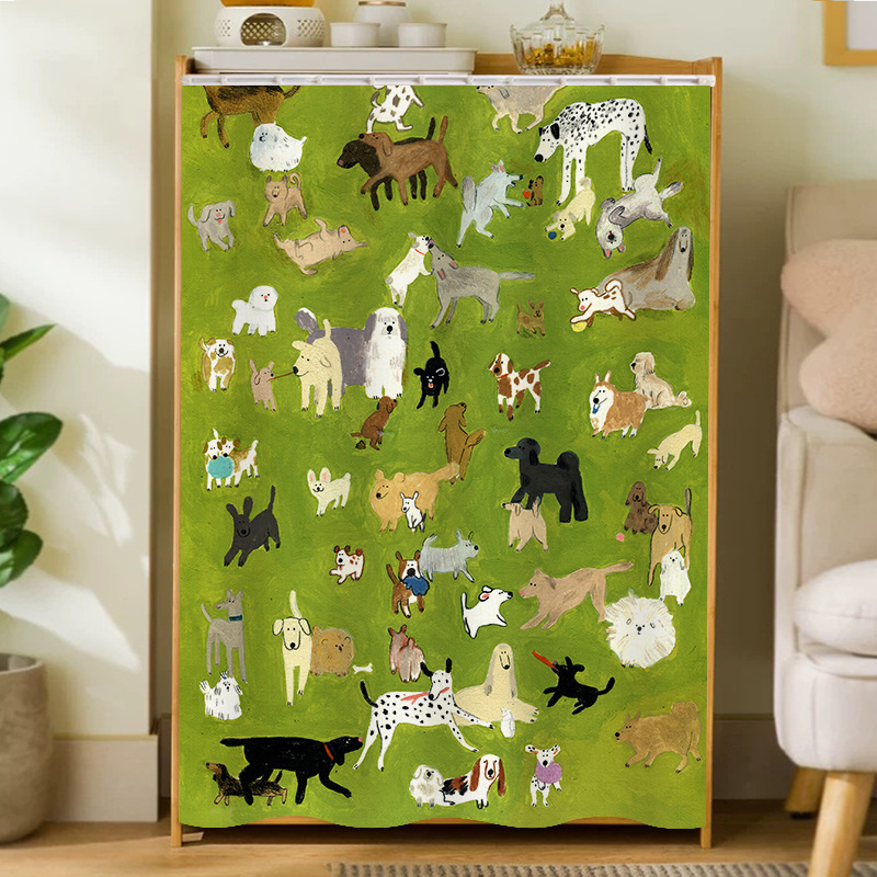 Cross-border Thickened Household Children's Bedroom Cabinet Curtain Flannel Non-perforated Cloth Curtain Partition Curtain Cabinet Cartoon Shade Curtain