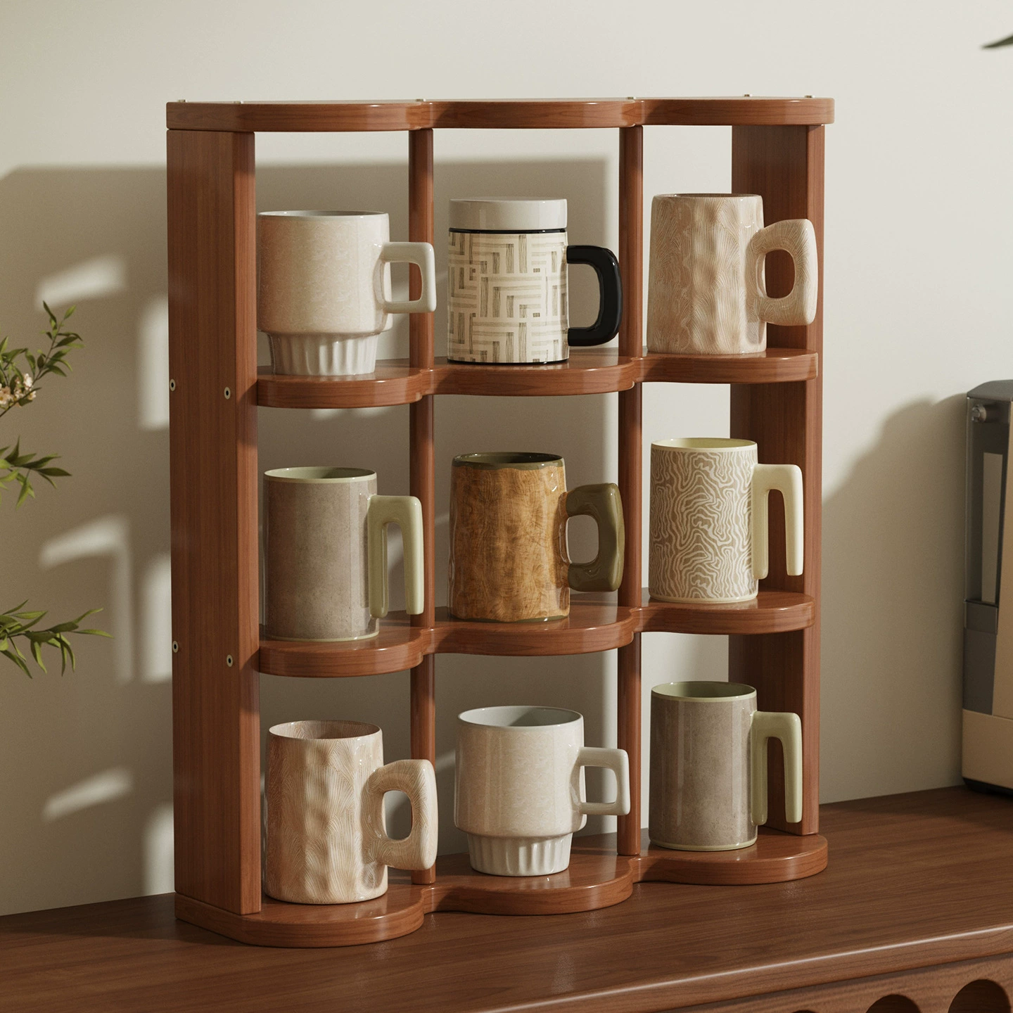 Многослойный подстаканник, кружка, стеллаж для хранения чайных чашек, стеллаж для демонстрации украшений ручной работы, универсальная простая девятиквадратная сетчатая стойка