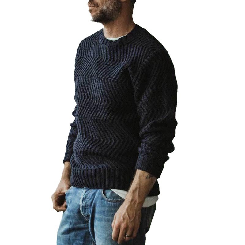 Men's Clothing autumn and winter new products 2024 fashion retro men's solid color British round neck pullover sweater men's knitted sweater_voghion.com