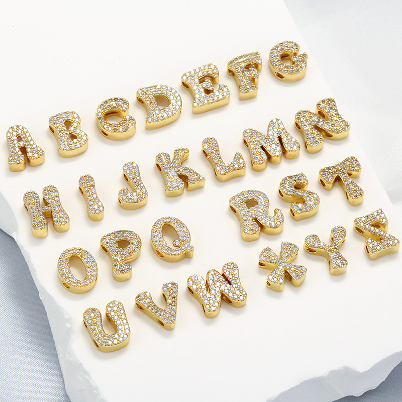 3g Weight 0.03µm Gold Plating Thickness Copper Brass Zircon Letter Word Pendant DIY Jewelry Accessories