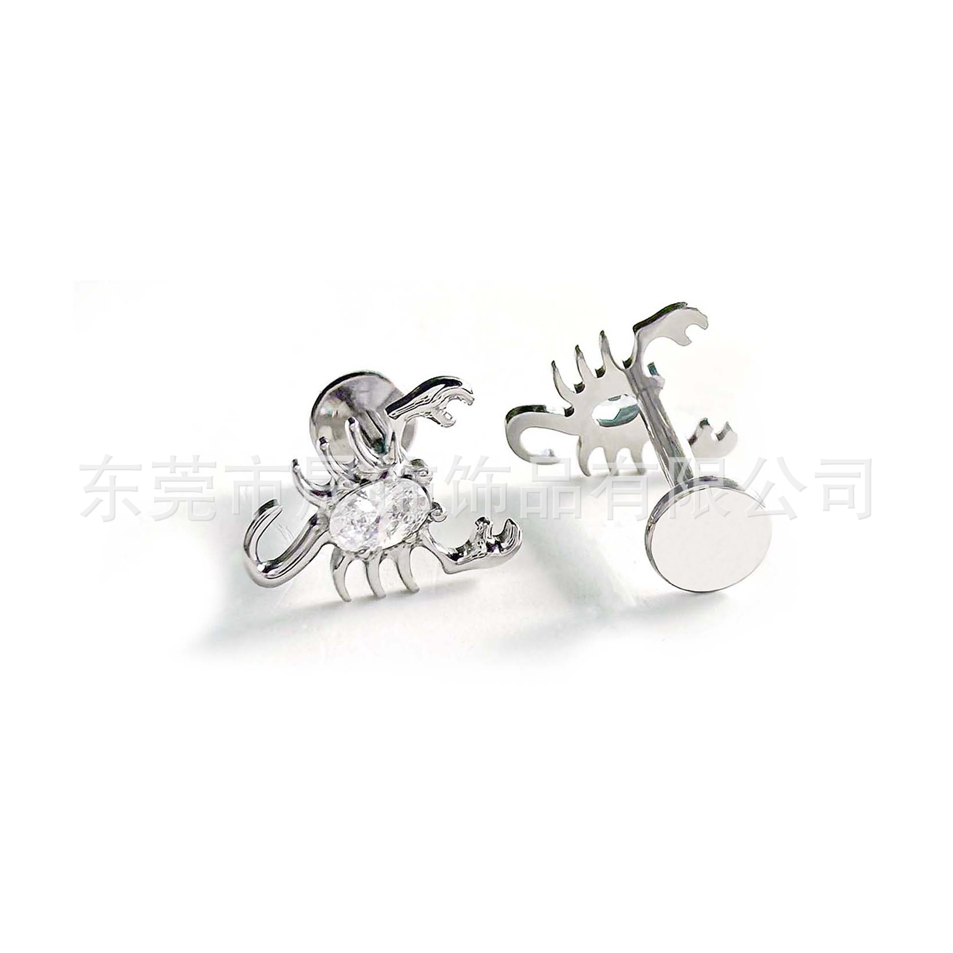F136 Titanium 蝎子 Ear Stud Set With Cubic Zirconia Helix Cartilage Stud Internal Thread G23 Implant Grade Titanium Jewelry Titanium Alloy Ear Stud 托