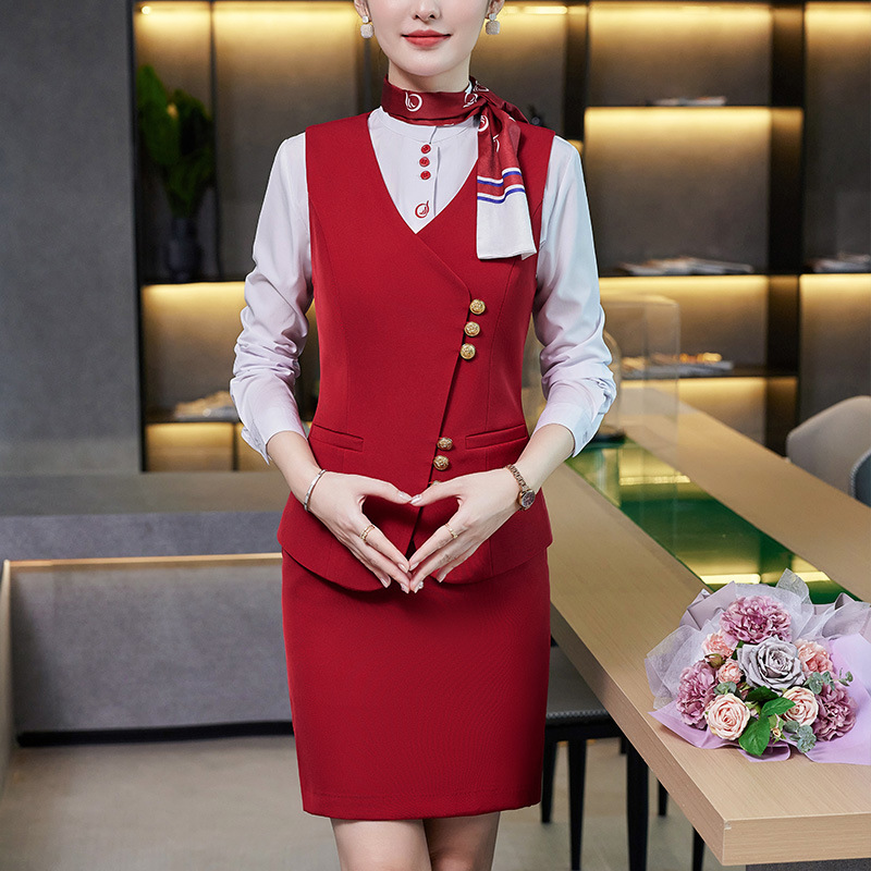 Seven Valley Niang High-grade Stewardess High-speed Rail Vest Uniform Professional Suit Autumn and Winter New Temperament Unicom Telecom Business Hall