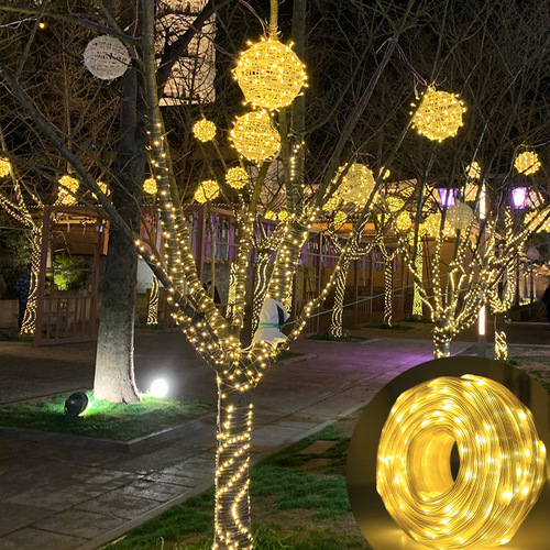 Source manufacturer leather cord light string solar garden light low voltage waterproof leather cord light outdoor lighting decorative atmosphere light