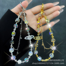 轻奢水晶串珠手链高级感手腕挂饰 土星ins手机挂链汽车钥匙链批发