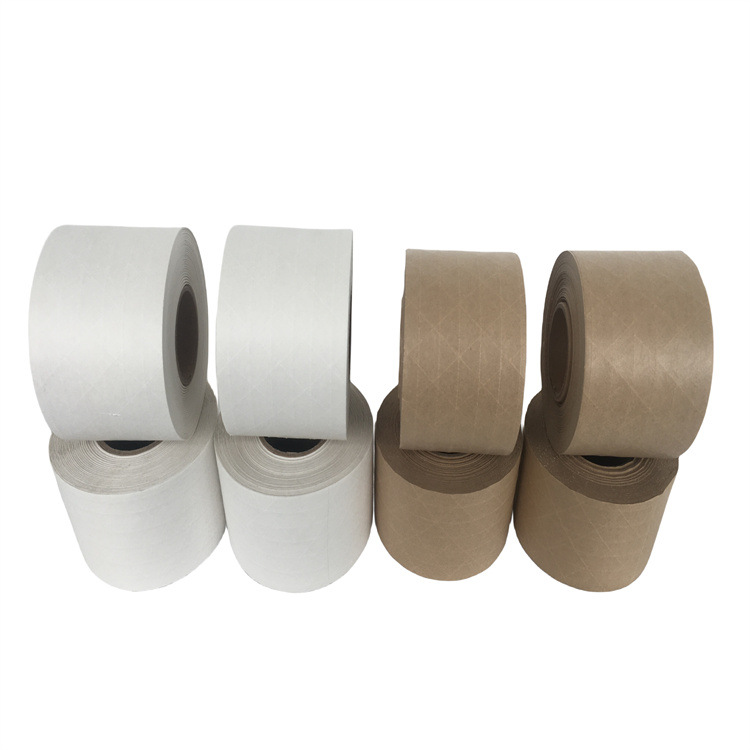 天津加筋水性湿水胶带封箱纸带陕西夹筋纤维线牛皮纸刷水湿水封箱