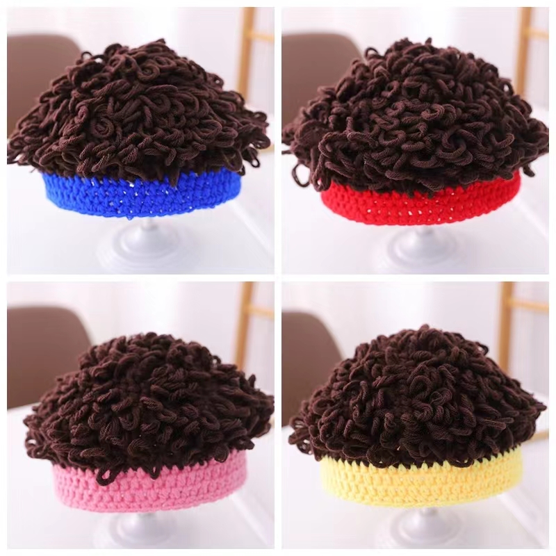 Baby Wig Hat for Boys, Spring and Autumn Curly Hair Cap, Boys' Autumn and Winter Children's Afro, Boys' Hand-Crocheted Craft