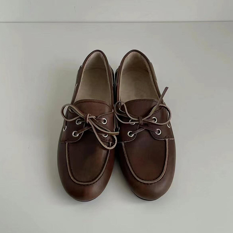 Edición de piel de oveja ~ estilo inglés cuero genuino cordón de suela suave zapatos de Lefour para mujeres de otoño zapatos de cuero con un pie pequeño zapatos de cuero con suela plana