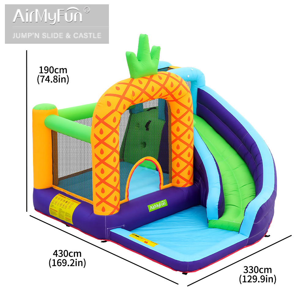 AMF | Al aire libre pequeño castillo inflable tobogán para niños cama de salto en forma de piña casa castillo inflable para niños