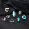 Retro ring, turquoise set, boho style, wholesale