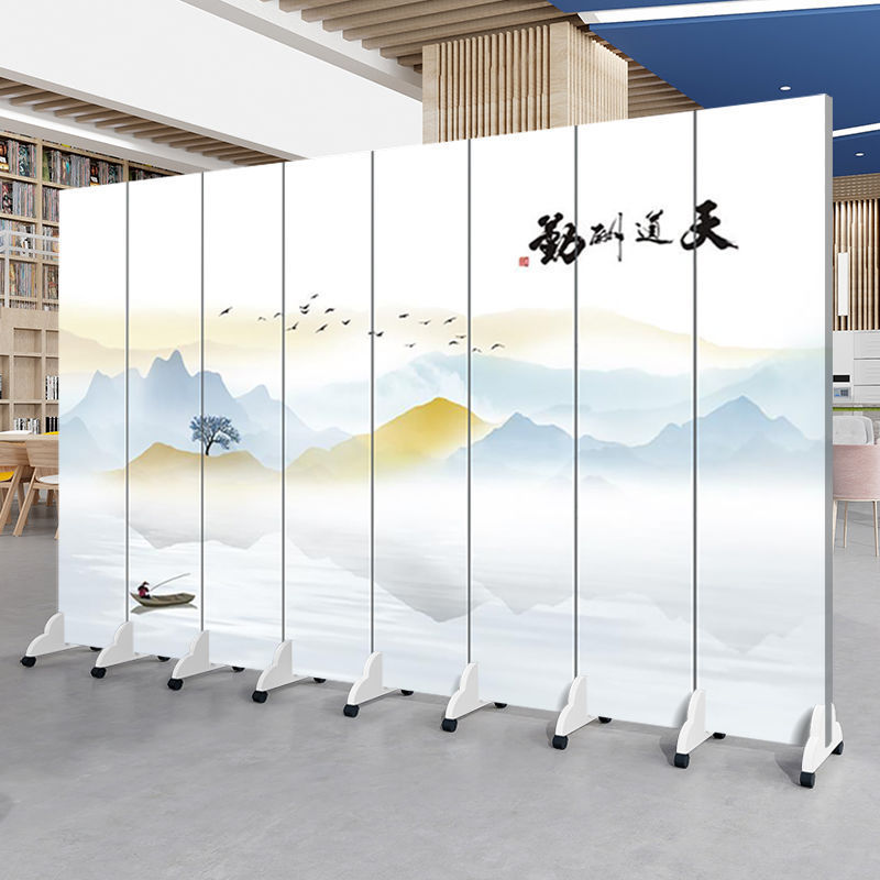 中国風の風景画スクリーンパーティションリビングルームオフィスエントリーベッドルーム折りたたみモバイルシンプルモダンなティールームブロック|undefined