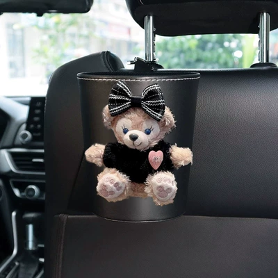 Shirley Mei Duffy car trash can tissue box two-in-one hanging car tissue box cute tissue bag (Car tissue box/set) - bow-rose-trash-can