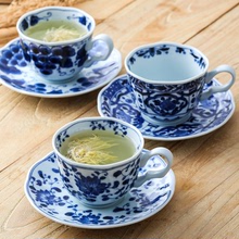 日本进口蓝凛堂陶瓷咖啡杯釉下彩日式青花下午茶套装带碟咖啡杯子