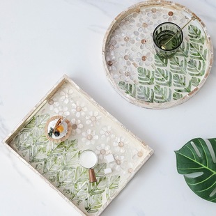 Creative Scandinavian Natural Shell Fruit Plate Accessible Luxury Living Room Ornaments Decorative Storage Tray Tea Tray Storage Tray