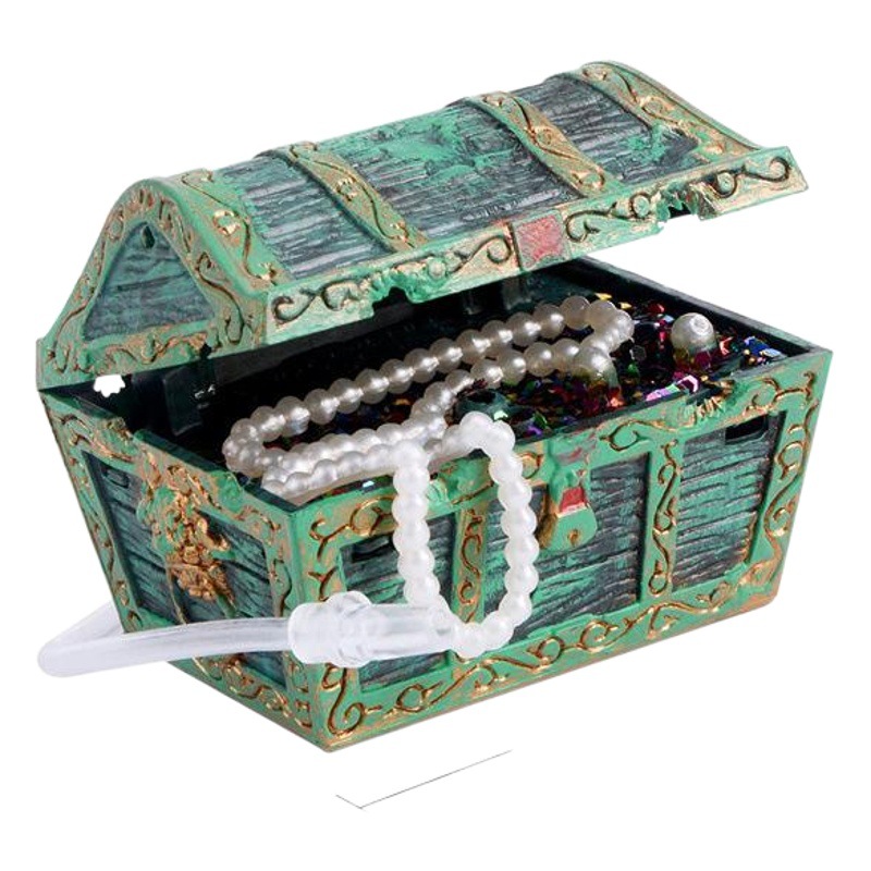 Pecera neumática acuario decoración pecera paisaje decoración oxígeno pirata cráneo capitán pequeño tesoro caja dinosaurio