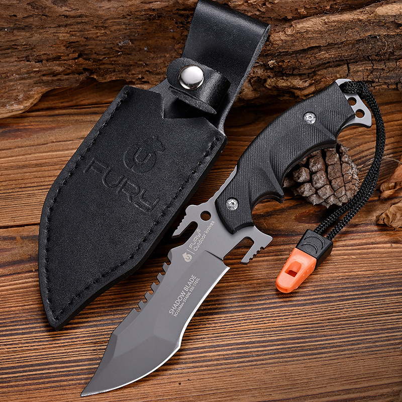 Cuchillo al aire libre de acero al carbono de alta dureza 5cr15 tridente cuchillo de supervivencia al aire libre en un cuchillo de camping cuchillo recto multifuncional