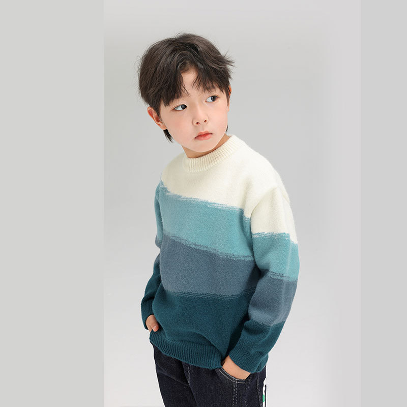 Knitted summer clothing, autumn children's fleece sweater for boys, for teenagers 4