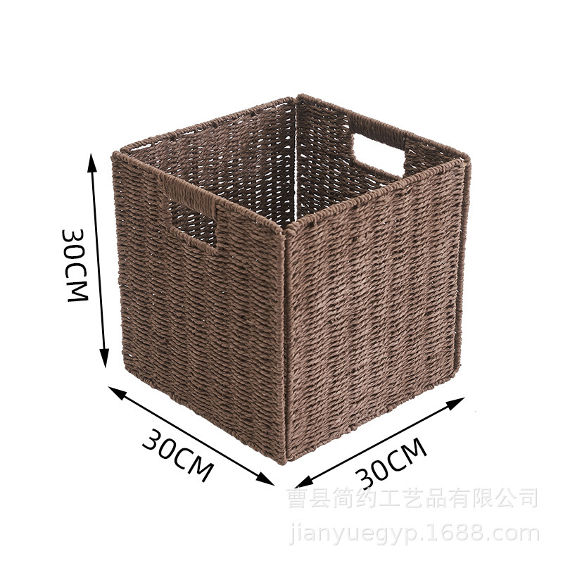 可折叠仿藤收纳筐折叠简约脏衣内衣物收纳篮正方形玩具零食储物篮|undefined