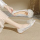 French gentle single-layer shoes for women 2024 New pointed toe with cheongsam dress bridesmaid shoes Chanel style elegant pumps plus size