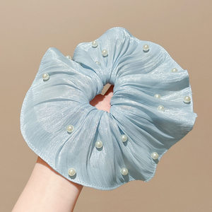 3#블루펄 주름머리끈-20cm