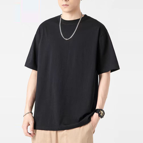 Short-sleeved men's T-shirt, fashionable casual clothes, fashionable solid color T-shirt, loose bottomed shirt, women's couple's wear