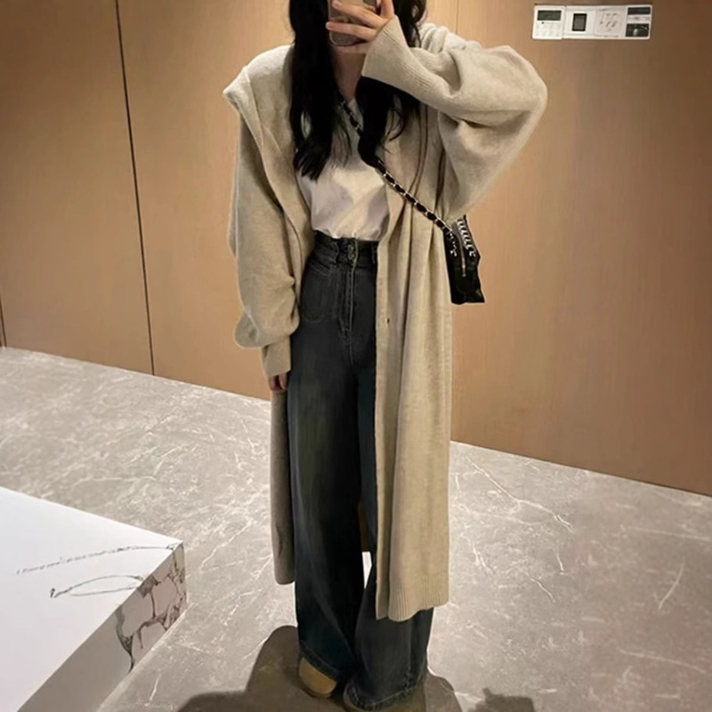 PH50828大爱美依缘2025新款韩系慵懒风连帽长款过膝宽松外套大衣|undefined