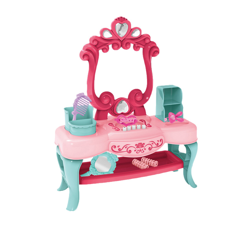 Amazonas para niños en casa princesa tocador juguetes de simulación de luces joyas para niñas maquillaje juguetes de vestir