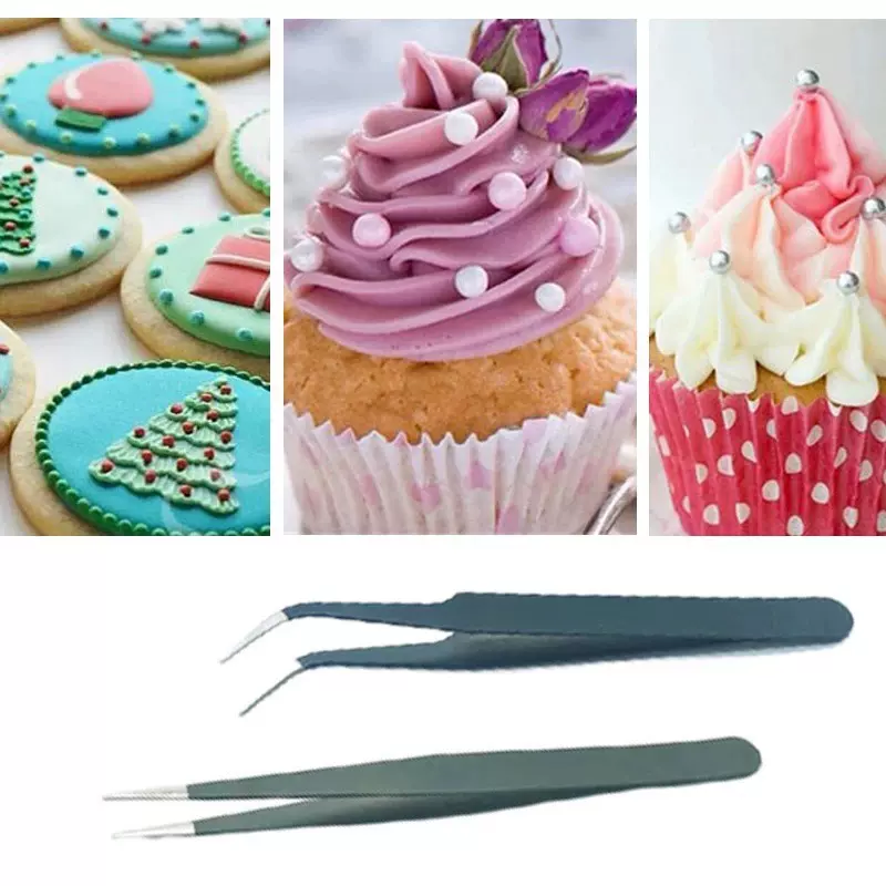 蛋糕装饰彩糖珠夹取不锈钢镊子夹子 精细尖头弯头防静电 烘焙工具