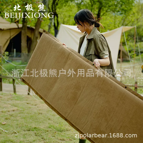 Polar Bear Suede Inflatable Mattress Automatic Inflatable Pad Outdoor Moisture-Proof Air Mattress Thickened Camping Mat