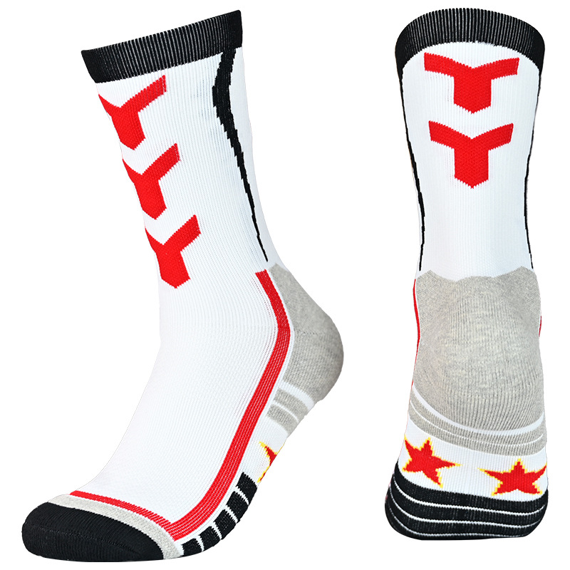 Sports Socks, Basketball Socks, Mid-Calf Socks, Adult Professional Running and Cycling Wear-Resistant, Non-Slip, Thickened Towel Bottom Football Socks