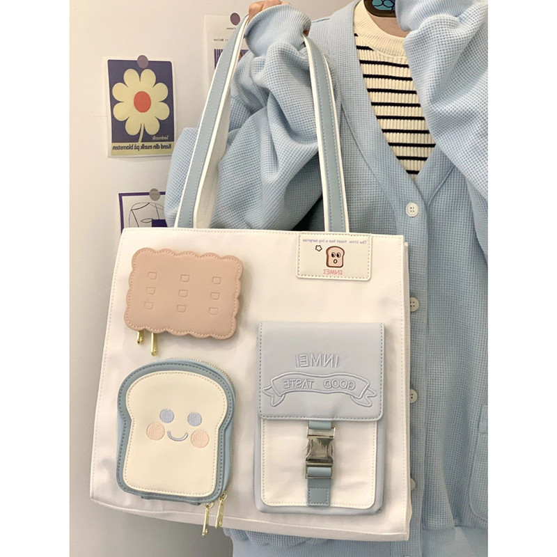 Cute Girl Toast Tote Bag Fashionable All-match Shoulder Bag Class Crossbody Bag Large Capacity Commuter Handbag