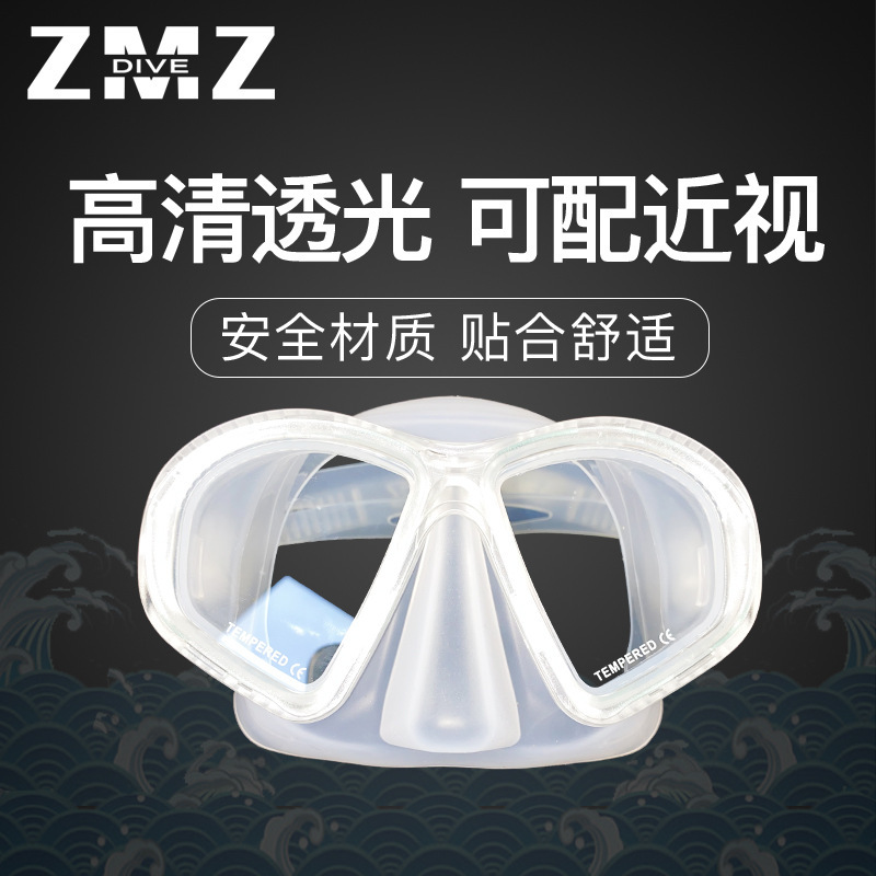 Free Diving Goggles with Prescription Lenses, Diving Mask Camera Mount, Silicone Snorkeling Mask Equipment, Wide-Angle Mask