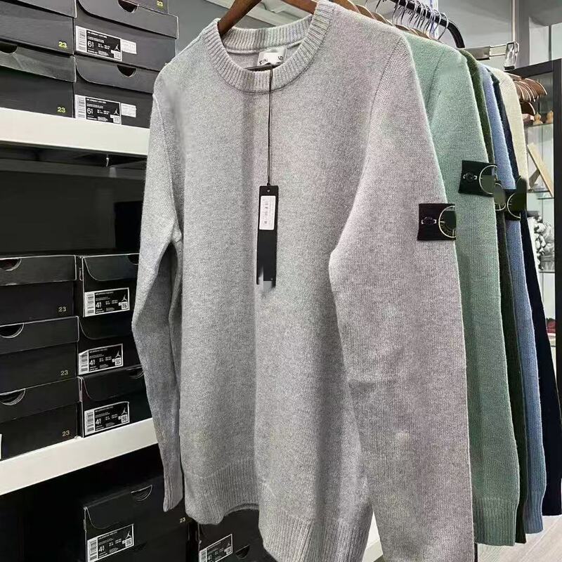 Cross-Border European and American Stone Stone Armband Round-Neck Thin Knit Sweater, Autumn and Winter Warm Pullover Sweater for Men and Women
