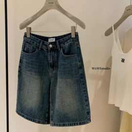 阔腿牛仔短裤五分裤ins风女显瘦2025年复古百搭直筒中裤小众外穿