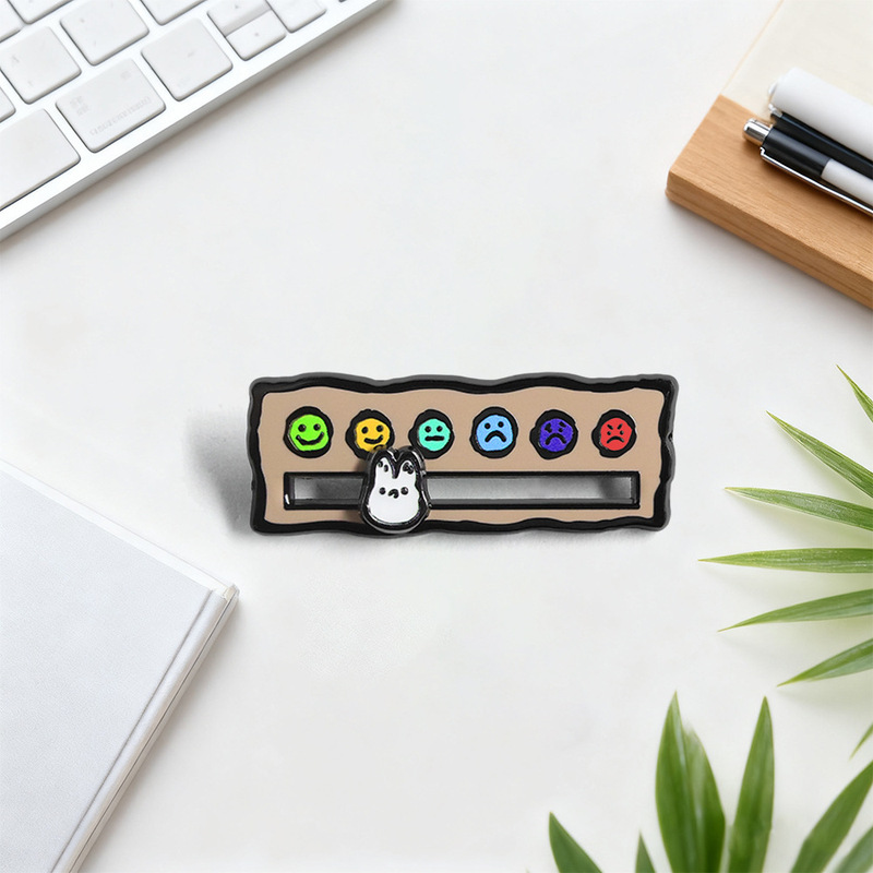 Social Energy Mood Brooch Simple Drawing Rabbit Design Niche Creative Sliding Colorful Badge Accessory