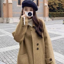 手缝手工双面羊毛大衣女过膝  中长款直筒纯色双面羊绒大衣女