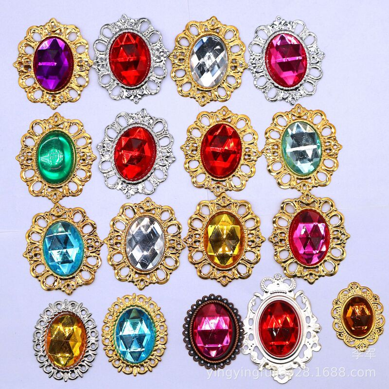 Metal hollow bottom support color acrylic drill performance costume opera patch headdress accessories factory direct sales