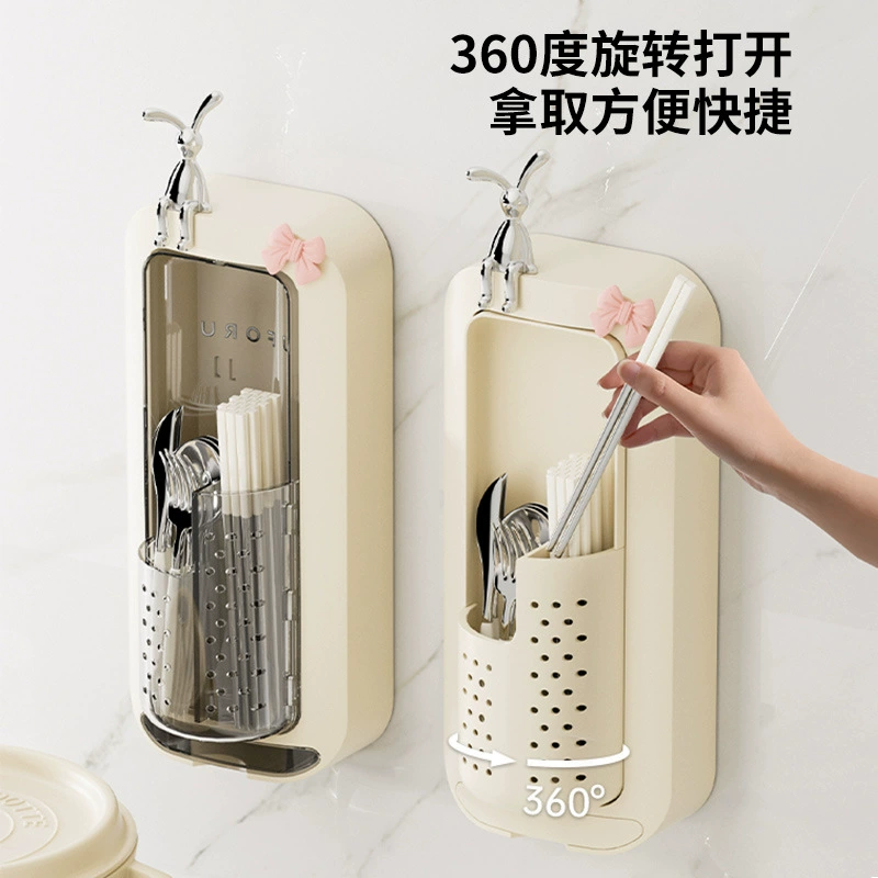 Бочка для палочек для еды, настенная корзина для хранения без перфорации с крышкой, сливная клетка для палочек для еды, домашняя кухня, многофункциональная корзина для палочек для еды, быстрая бочка