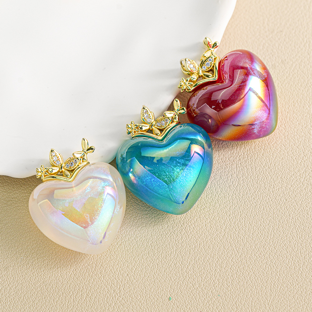 Heidi Home 3 colgantes de amor de flash fino colgantes de uñas de sombrero de mariposa colgante corazón de melocotón llavero de bricolaje accesorios de cadena de teléfono móvil lote suelto