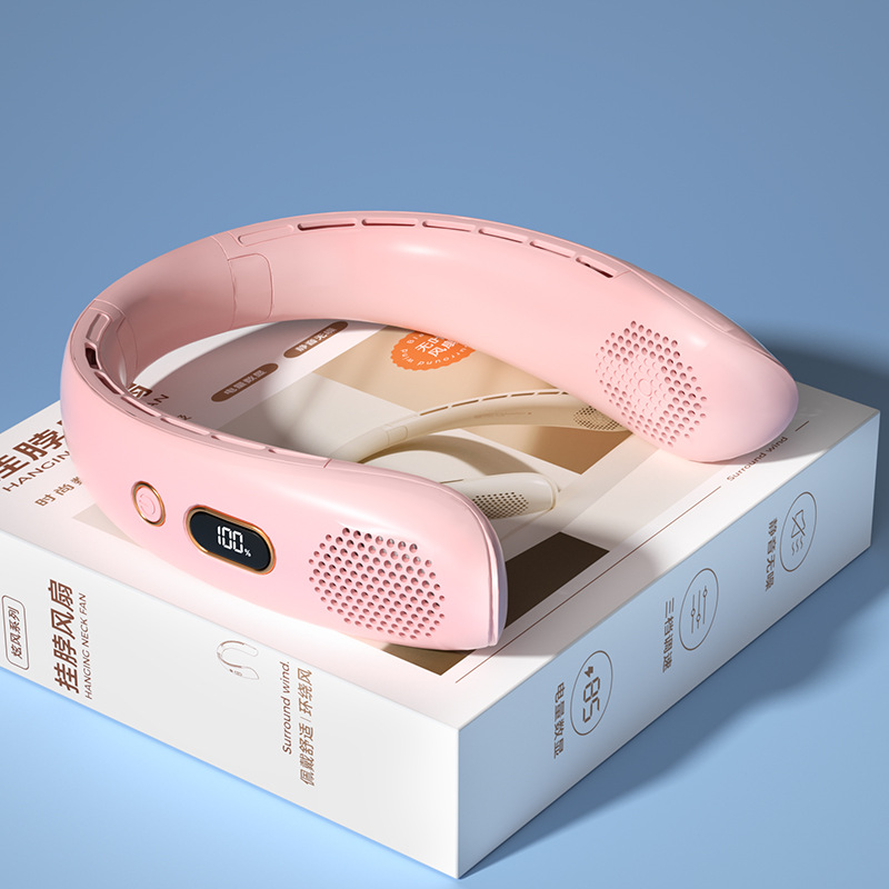 Ventilador de Cuello Portátil 2023, Plegable, Recargable por USB, con Pantalla Digital, Mini Ventilador de Mano para Exteriores