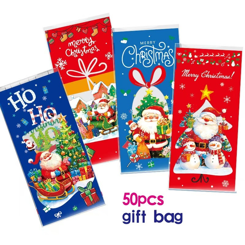 オリジナルクリスマスキャンディ包装袋ポップコーンバッグ OPP フラットポケットシルクバッグ誕生日パーティーギフトバッグ|undefined