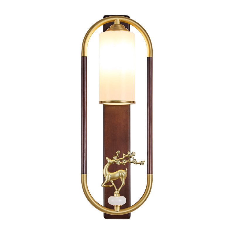 Nueva lámpara de pared de fondo de estilo chino para la sala de estar Zen estilo chino lámpara de pared de madera sólida de cobre hotel dormitorio lámpara de cabezal de cama 667L