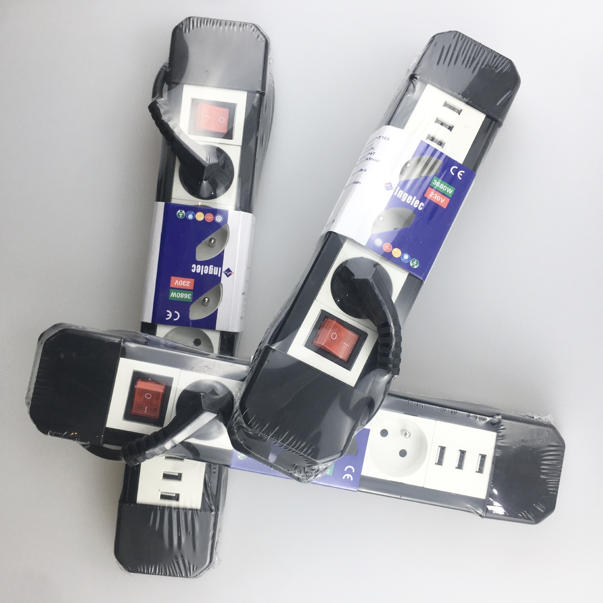 排插带线插板Type-c和3USB法式插座法标欧标欧规插座带开关拖线板