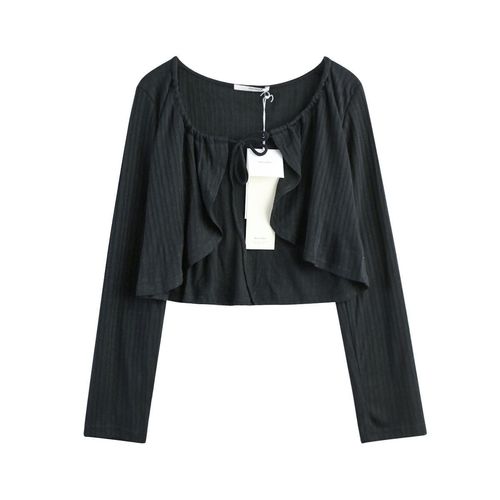 Summer and Autumn New Arrival BM Short-Sleeve Pure Desire Thin Long-Sleeve Bow Knit Cardigan Sun Protection Cover-up