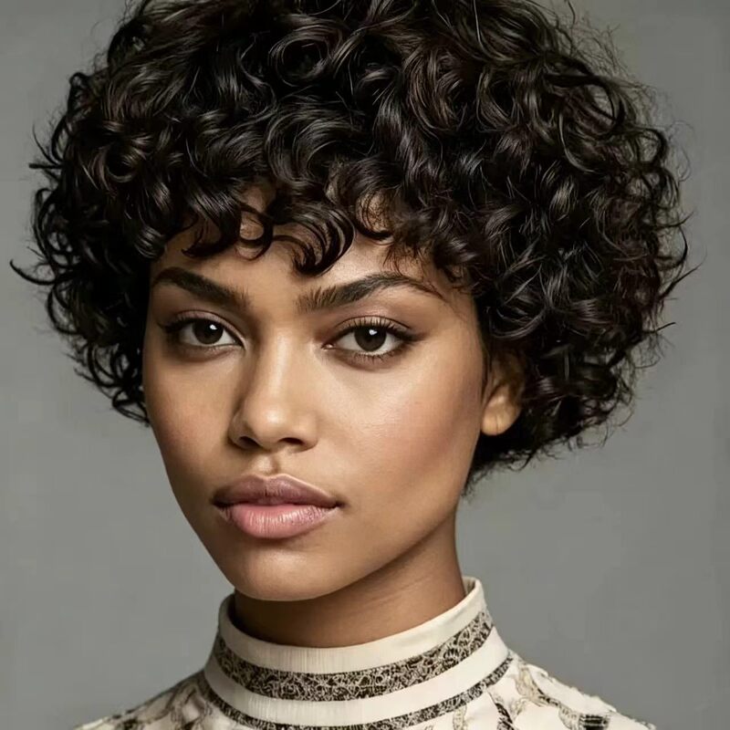 European and American Wigs, Women's Wigs, Short Curly Hair Wigs, Synthetic Fiber High-Temperature Silk, Yiwu Manufacturer, Cross-Border Supply European and American Wigs, Women's Wigs, Short Curly Hair Wigs, Synthetic Fiber High-Temperature Silk, Yiwu Manufacturer, Cross-Border Supply