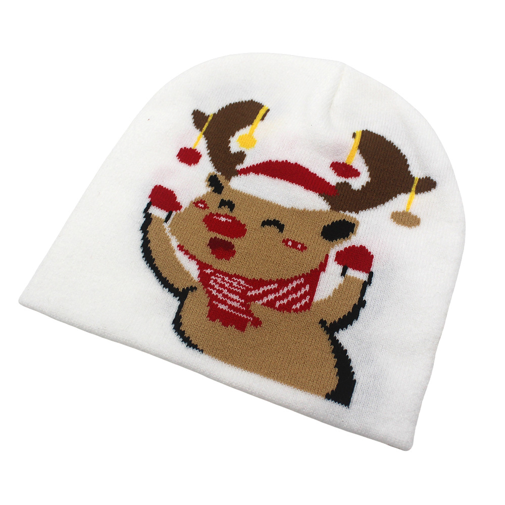Nuovo Natale per la decorazione autunnale e invernale, caldo cappello lavorato a maglia, cappello di lana con renna di Babbo Natale_voghion.com