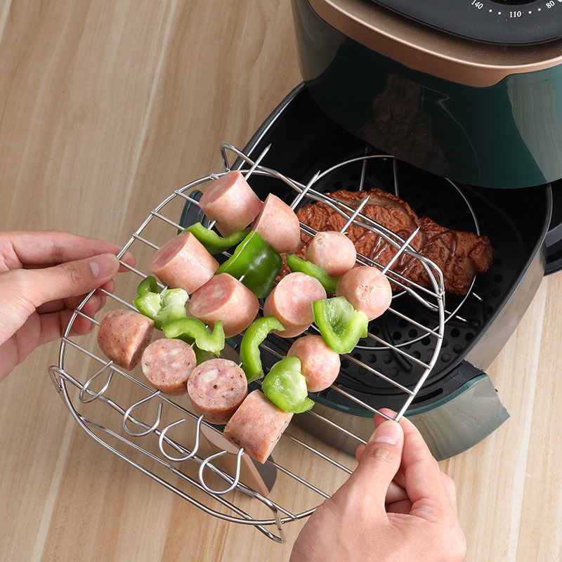 ステンレス空気揚げ鍋二重蒸し焼き棚4針電気揚げ鍋部品7インチ8インチ角型焼きグリルパン棚|undefined
