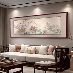 客厅装挂画新中式花鸟沙发背景墙装饰画酒店工装书房茶室实木国画
