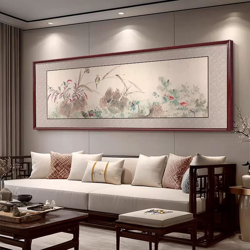 客厅装挂画新中式花鸟沙发背景墙装饰画酒店工装书房茶室实木国画