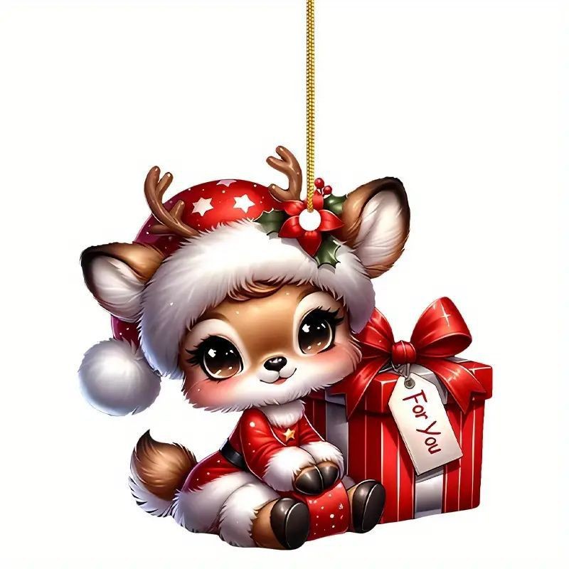 Navidad acrílica adorable ciervo colgante nuevo producto transfronterizo plano espejo interior decoración colgante de vacaciones