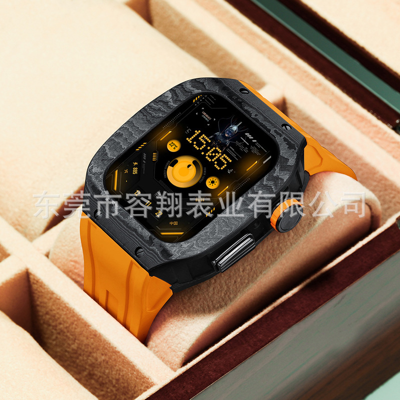 Suitable for Apple Watch modification shell ntpt carbon fiber titanium shell high-end 44/45mm iWatch s7 8 New